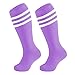 DOOVID Kids Soccer Socks Toddler Baseball Knee High Tube Socks Boys Sports Football Sock Purple White