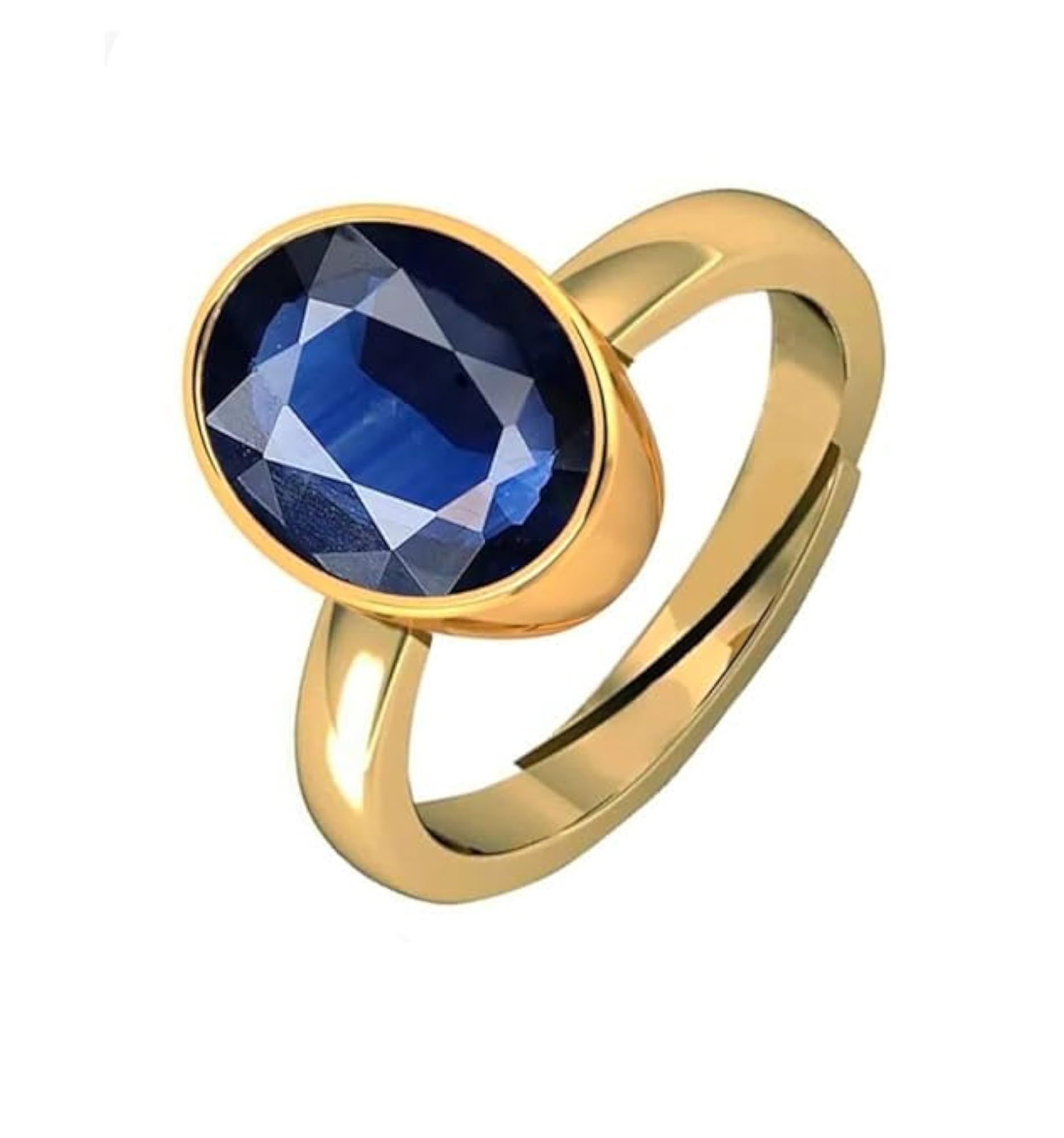 Women's 11.25 Ratti Certified Blue Sapphire Gold Plated Adjustable Ring