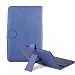 HDE Hard Leather Universal Folding Folio Case Cover with Keyboard for 7" Tablet (Blue)
