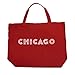 LA POP ART Word Art Large Tote Bag - Chicago Neighborhoods Red