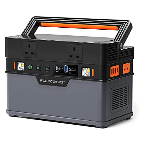 ALLPOWERS Portable Power Station, 606Wh MPPT Solar Generator, with 2x 220V /700W AC Outlet, 0-80% Within 1.5 Hour Fast Charging Backup Battery for Home Emergency Outdoor Trip RV Camping Holiday