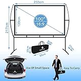 Leinwand Beamer, 233 x 139 cm (100 Zoll) 16: 9, Beamer Leinwand, einfache Installation und Bedienung, geeignet für Heimkino und Projektionswand im Freien… - 4