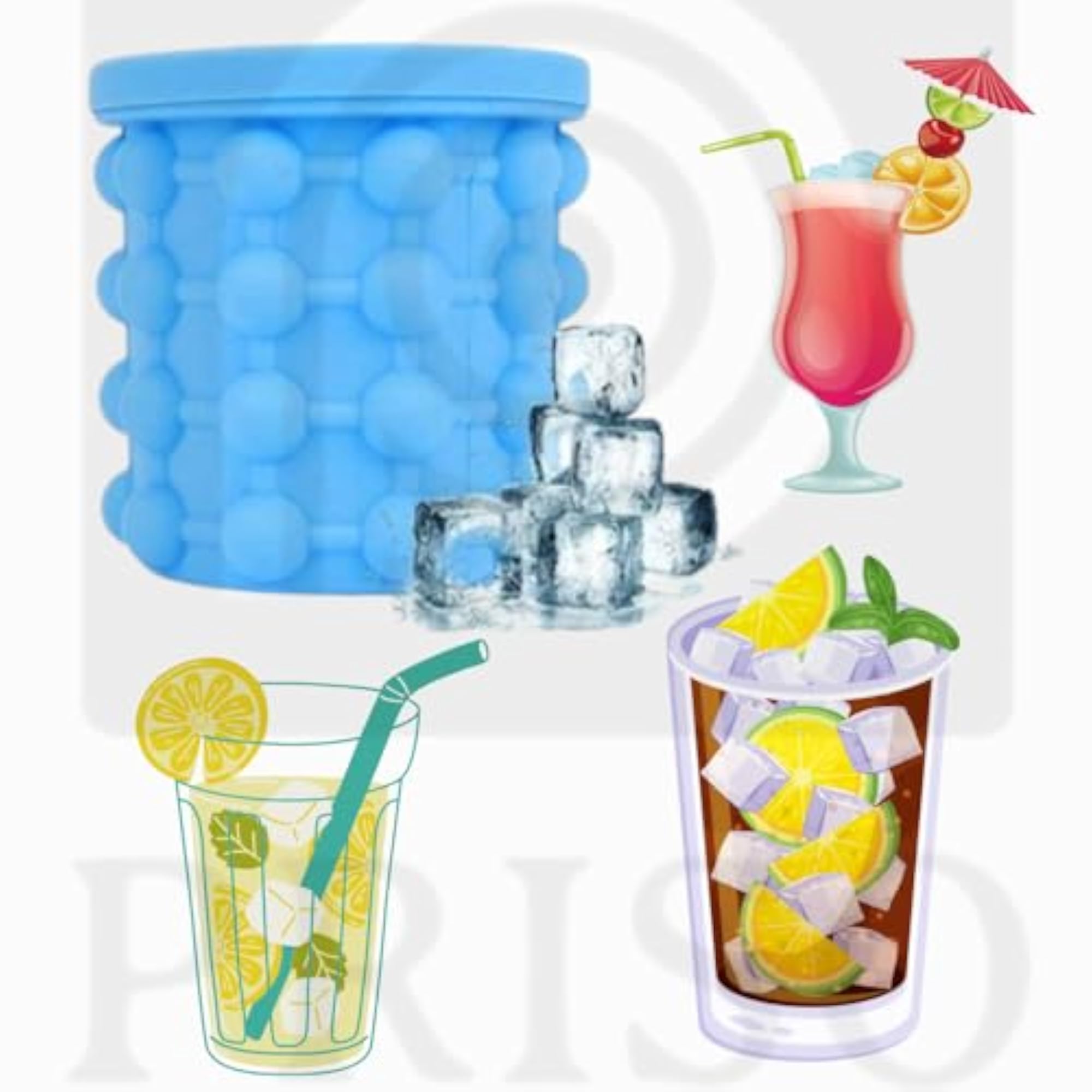 Silicone Rubber Ice Cube Maker Bucket for Cold Drinks