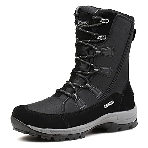 ROCKMARK Women's Waterproof and Non-Slip Snow Boots Mid Calf Warm Winter Outdoor Footwear for Walking Mountaineering Cycling Boots(10, Black) Cover