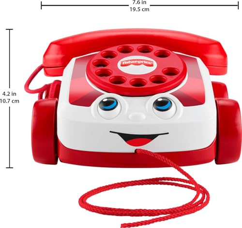 Fisher-Price Baby Toy Red Chatter Telephone, Mattel 80th Anniversary Edition Pull-Along Activity for Infants & Toddlers Ages 1+ Years, JGG97