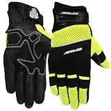 Airflow II Premium Mesh and Textile Motorcycle Gloves - Breathable Comfort with Leather Palm (Hi-Viz, XX-Large)