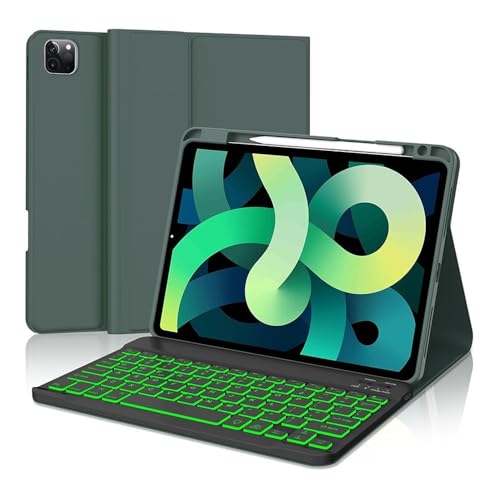 Clavier rétroéclairé pour iPad Air 13 pouces 2024 et étui cuir vert foncé idéal télétravail