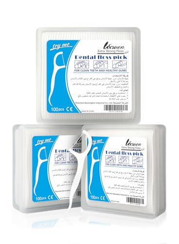Disposable Dental Floss Picks Portable Toothpicks Flossers - 100 Pcs X 3 Box White