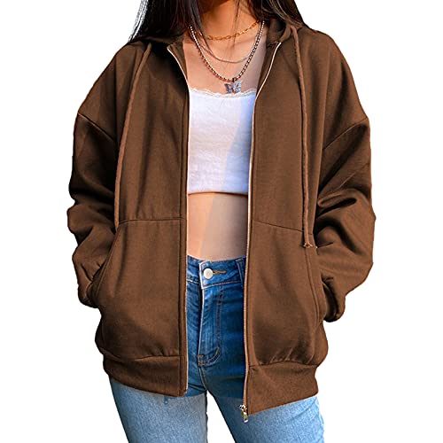 Harilla Moletons com capuz para mulheres, moletom feminino com capuz leve de manga comprida jaqueta