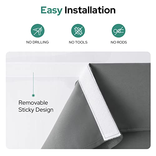 Homeideas Door Window Curtains, Blackout French Door Curtains Privacy Front Door Curtains For Glass Door, Thermal Insulated Tie Up Shades Window Covering, Grey, 26 X 40, 1 Panel #TOP1