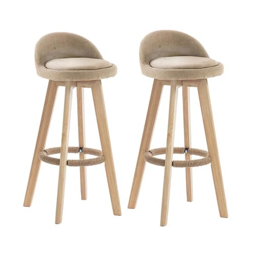 Taburetes de Bar, sillas con Respaldo, Juego de 2, taburetes giratorios, Estera no Deslizante para la Isla de Cocina en casa Beige,Sitting High: 65cm