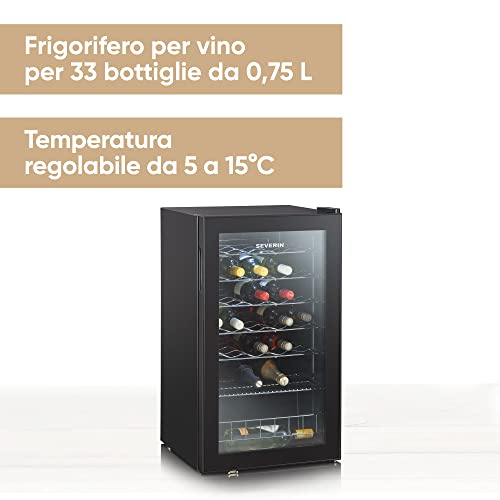 Severin Ks 9894 Cantinetta Vino 140 Kwh, 33 Bottiglie, Cantinetta Vini Da 95 Litri Con Controllo Touch, Cantina Per Vino Particolarmente Silenziosa Da 39 Db, Nero - 2