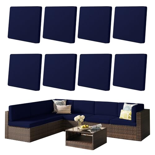 amocane 8 Pcs Stretch Patio Sofa Cushion Covers Indoor Outdoor Patio Replacement Furniture Cushions Couch Sofa Slipcovers Seat Cover Soft Flexibility Protector Washable(Cover Only) (Cobalt Blue)