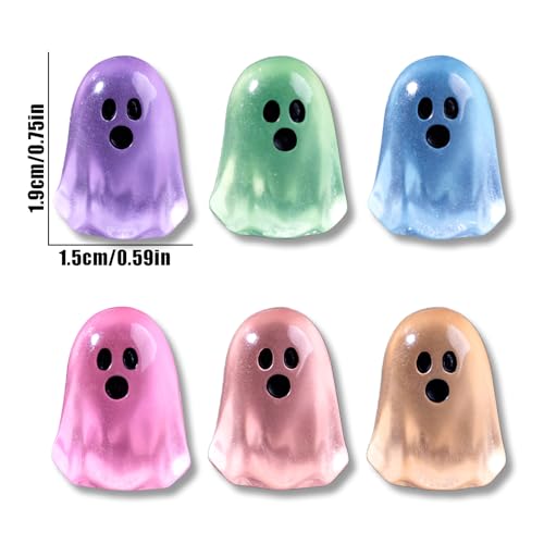 30 Stück Geist Harz Figuren, Halloween Kleine Geister Deko Mini Tiere Statuen Dunkeln im Leuchtende Bunt Miniatur Figuren für Gartendeko, DIY Micro Landschaft Szenen, Heimdekorationen (30 Bunt)