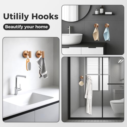 Image of Shower Hooks for Inside Shower,No-Drill Removable&Reusable Towel Hooks for Bathroom,Heavy Duty Suction Cup Hooks for Glass Window,4 Packs(Bronze)