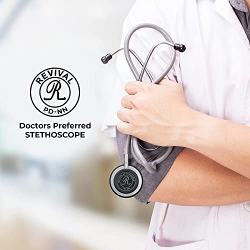 Revival Pediatric Neonatal Stainless-Steel Dual Head Stethoscope For Infant Care, Pediatricians, Neonatologist, Nurses And Medical Students With Tunable Diaphragm, Latex Free Tubing.(Black) #TOP4