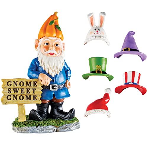 Collections Etc Hand-Painted Seasonal Gnome Sweet Gnome Garden Statue #TOP27