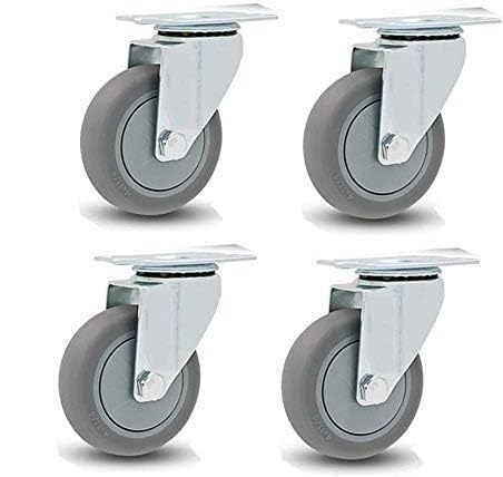 rotelle， Carrello girevole ad alte prestazioni, pneumatici in gomma piena da 4", resistente senza freni