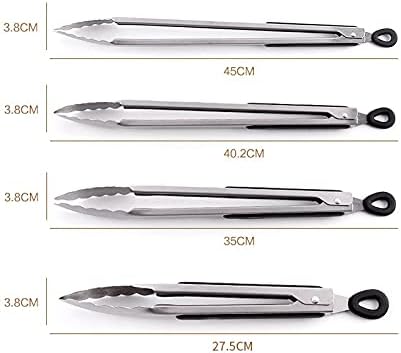 Cooking Tongs Stainless Steel BBQ Grilling Tong Salad Bread Serving Tong Non-Stick Kitchen Barbecue Grilling Cooking Tong (12 in)