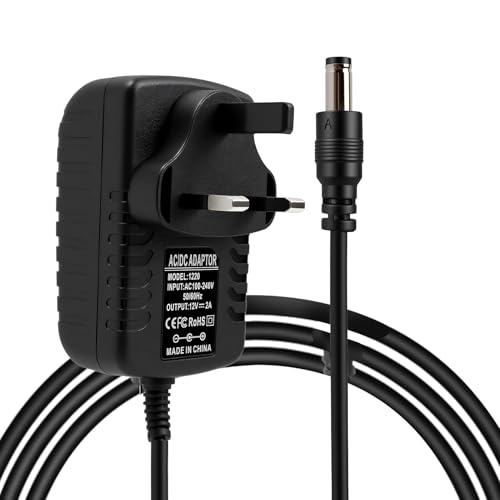 Image of 12V 2A Power Supply Adapter UK Plug, AC/DC Adapter 100-240V 50/60Hz to DC Charger, 5.5mm x 2.1mm Adapter for LED Strip Lights, CCTV, Routers, Monitors, Keyboards, Video Audio, 1M Converter