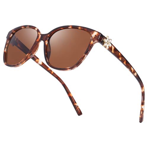 LVIOE Cat Eye Polarized Sunglasses for Women Trendy Classic Retro Shades with UV400 Protection for Driving Fishing LS1205