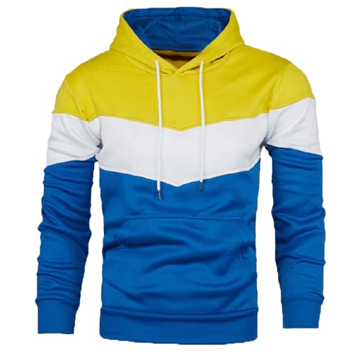 GPCHAN Men's Novelty Color Block Pullover Fleece Hoodie Long Sleeve Casual Sweatshirt with Pocket