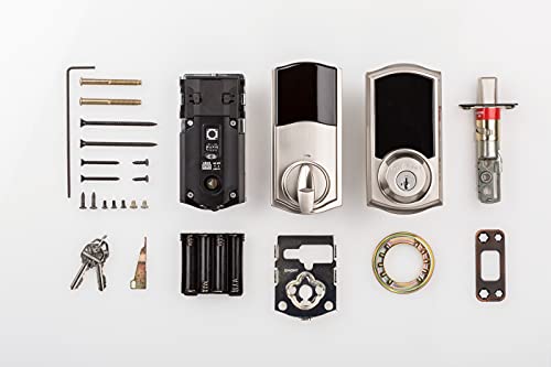 Image of Kwikset 916 Keyless Entry Touchscreen SmartCode Electronic Deadbolt Smart Lock Featuring SmartKey Security and ZigBee 3.0 Technology in Traditional Satin Nickel, Zigbee Hub Sold Separately