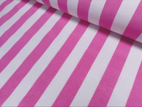 Tissu à rayures Sofia blanc et rose pour créer des rideaux de salon