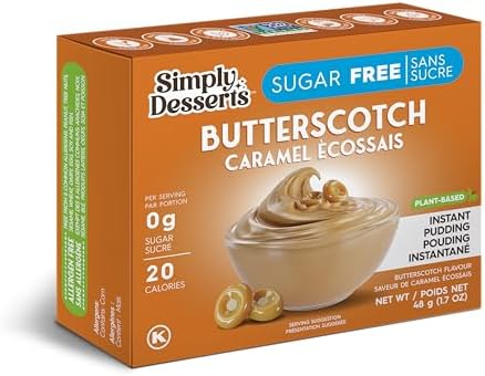 Simply Desserts Sugar-Free Pudding Mix and Pie Filling - Butterscotch Flavor - 48 gr - Vegan, Gluten Free, Non-GMO, Lactose Free, Halal - Keto Friendly Pudding - Made With Natural Ingredients
