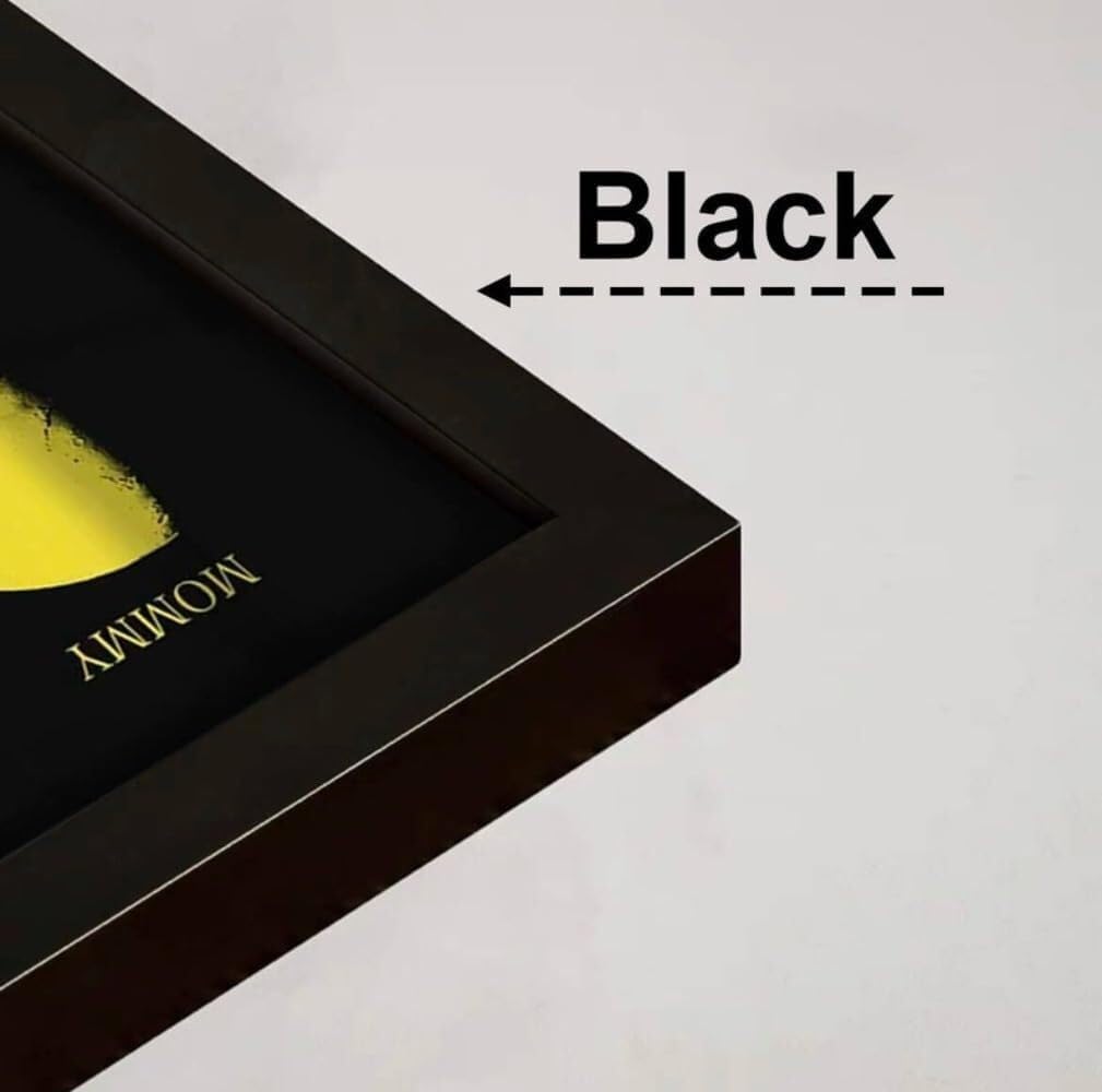 Personalized The Moon On Your Date with Name Frame, Customized Moon Photo Frame, Custom Canvas Prints with Name, Custom The Day You were Born Moon Phase(Black)