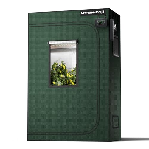 MARS HYDRO 4x2x6 Grow Tent Pro 48x24x71 2000D Thickened Polyester Canvas & High Reflective Mylar Larger Observation Window Controller & Socket Hanger for TSL2000/SP3000 Indoor Plant Growing
