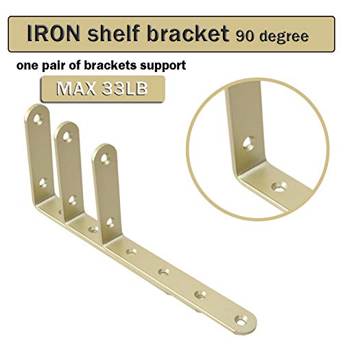 Winker Corner Brace 8 Pcs Shelf Bracket Heavy Duty Gold L Corner Brace, Decorative Joint Angle Bracket For Shelf 5 Inchx3 Inch Shelves Wall Hanging Bracket With Screws (125X75Mm(5 Inchx3 Inch)(8Pcs)) #TOP1