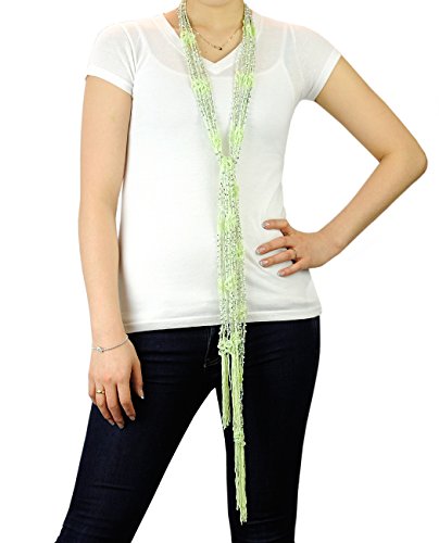 NYFASHION101 Silver-Tone Beaded Skinny Fishnet Shawl Scarf Waist Belt3