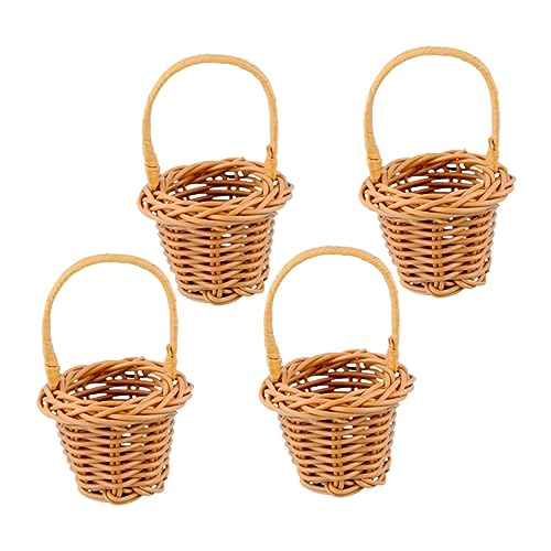 FONDOTIN 4 Cestas De Flores Con Micropaisaje Hechas A Mano Sencillas Tejidas Con Algas Marinas Decorativas Minicestas De Mano De Ratán Natural E Imitación De Polipropileno