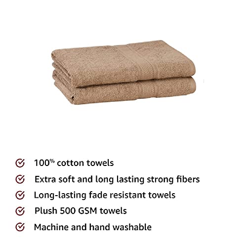 Image of FRESH FROM LOOM 500 GSM Premium Quick Dry Towels for Bath | 100% Pure Cotton | Skin Friendly for Men & Women | High Water Absorber Soft & Ultra-Hypoallergenic | (70 x 140 CM | British Tan) - 2pc