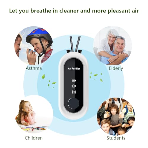 Personal Air Purifier- travel air purifier, Smart And Portable, Efficient Ion Purification, Wearable Anywhere for Travel, Airplane, Office&Home white