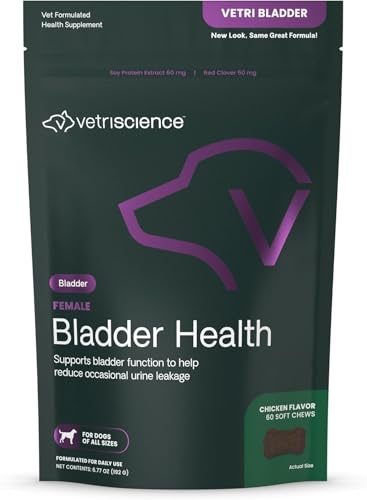 VETRISCIENCE Bladder Health Chews, Vetri Bladder Supplement for Dogs, Incontinence Support, Reduce Urine Leakage, Soy Protein and Red Clover, Chicken, 60 Count