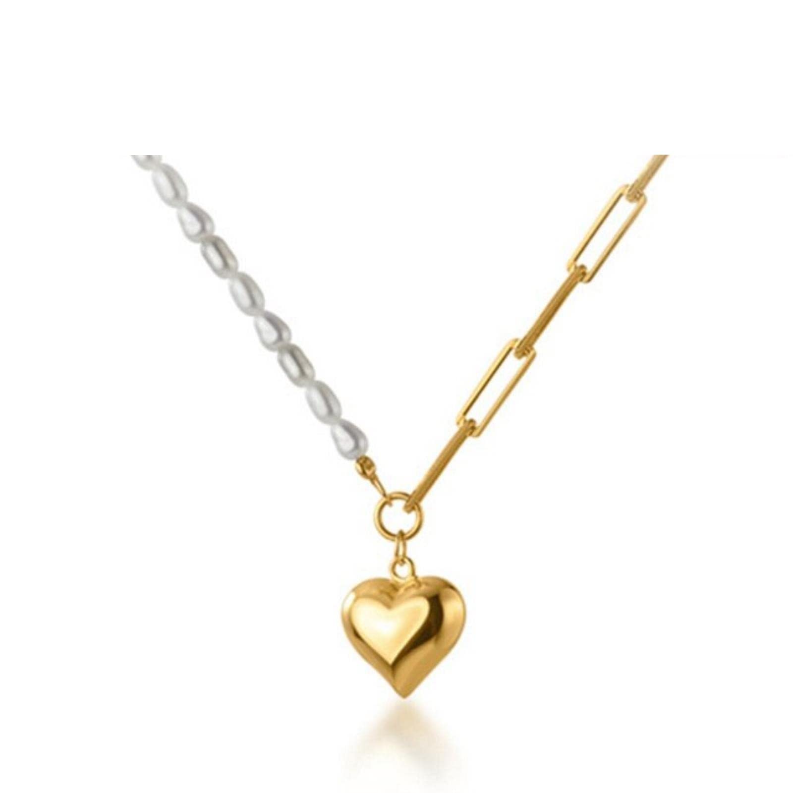 Accesorio, collar con colgante de corazón de perla barroca para joyería de cumpleaños y boda