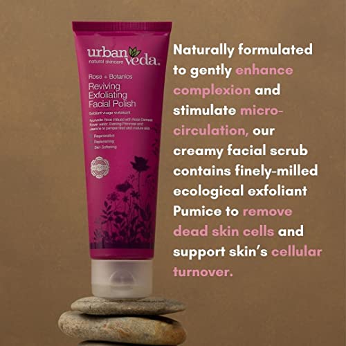 Urban Veda Reviving Exfoliating Facial Polish - Face Scrub For Women, Deep Hydrating Rose Hip Damask, Sensitive Brightening Skincare, Gentle Cleansing Wash, Vegan & Cruelty Free #TOP3