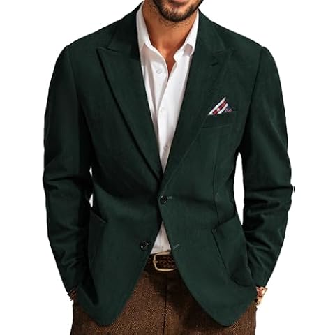 PJ PAUL JONES Men's Dark Green Corduroy Blazer Cover