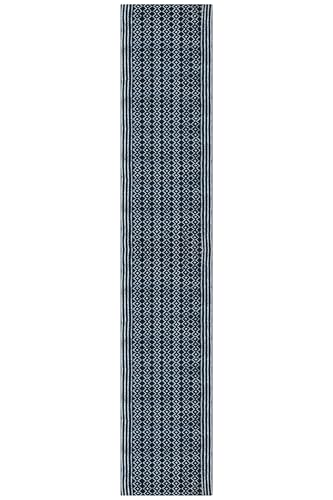 CASAVANI Kelim-Teppich, handbedruckt, Baumwolle, Flachgewebe, Blau und Weiß, geometrisches Design, leicht waschbar, dick, 0,5 cm, Handwäsche, für drinnen und draußen, für Küche, Nachttisch, Yoga