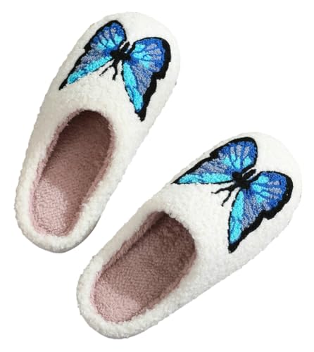 Pocadri Womens Cute Cartoon Slippers Memory Foam Slippers Winter Warm Fleece Lined Bedroom Anti-Slip House Slides Shoes Outdoor