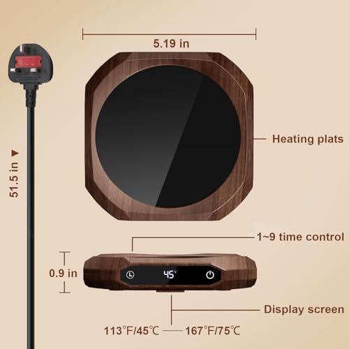MQUPIN Mug Warmer, Coffee Warmer for Desk with 3 Temperature Settings (55℃/65℃/75℃) - Image 3