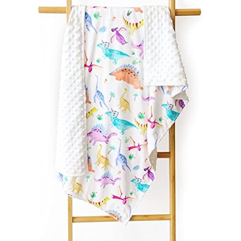 Baby Blankets for Boys Girls, Dinosaur Toddler Blanket, Double Layer Soft Plush Minky Blanket, Crib Receiving Blanket, Newborn Shower Gifts Cover