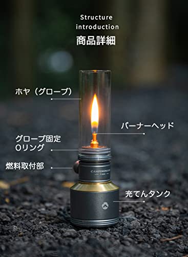 Image of CAMPINGMOON Camping Gas Candle Lantern 15g Refillable Tank (Silver - JP) | Soft candle style glow for camp tables and outdoor dining