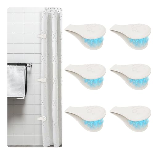 Vaszu Magnetic Silicone Shower Curtain Clips for Liner 6 Packs (White)