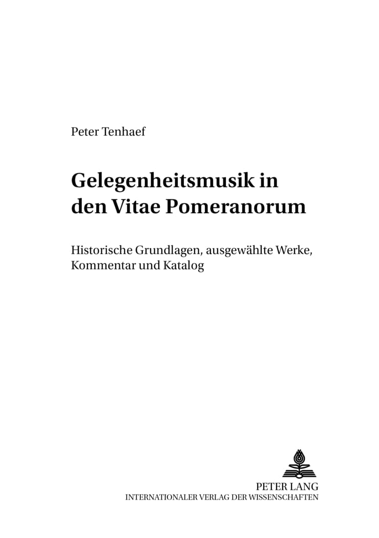 Gelegenheitsmusik dans les Vitae Pomeranorum livre d'histoire musicale