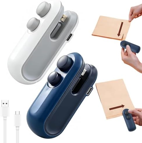 Mini Bag Sealer, Portable Bag Resealer USB-C Rechargeable, 2-in-1...