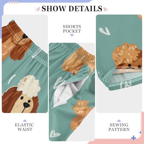 Poodle Love Heart Boys Long Pants Soft Trousers Elastic Waist Kids Lounge Bottoms with Pockets S-XL4