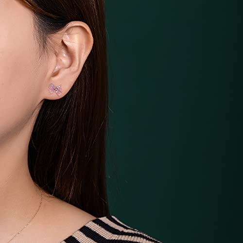 Plastic Earrings, Kmeosch 2 Pairs Light Purple Full Plastic Bowtie Stud Earrings For Sensitive Ears - Mri Safe, Stylish & Comfortable, Gift Packaging Included #TOP1